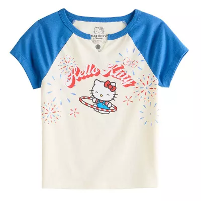 Girls 7-16 Hello Kitty Fireworks Graphic Raglan Tee