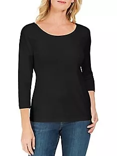 Cotton Three-Quarter Sleeve Top