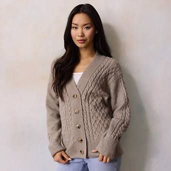 Women's LC Lauren Conrad Cabled Sweater Cardigan