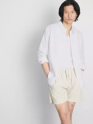 Camisa de manga larga en mezcla de lino