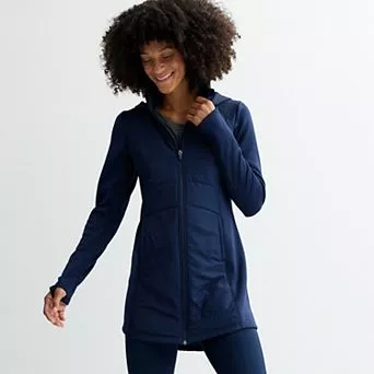 Women's Tek Gear® Hooded Mixed Media Long Jacket