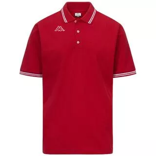 KAPPA polo maniche corte da uomo in cotone rosso da fitness