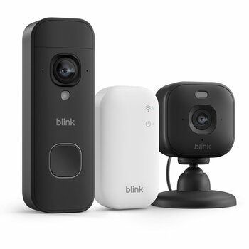 Blink 2K+ Video Doorbell And Mini Camera With Outdoor Adaptor Black Set B0H2XCV2FJ