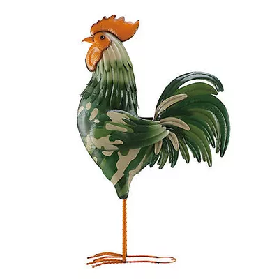 New!  Red Shed Camo Metal Rooster, 6 ft., Green & Orange