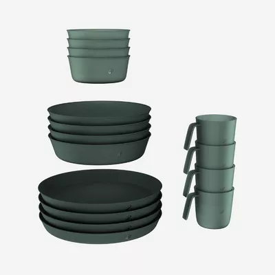 QUECHUA Geschirrset 8 Teller + 4 Tassen + 4 Gläser Camping - 500 für 4 Personen