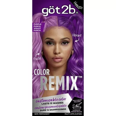 Got2b Color Remix, Customizable Semi-Permanent Hair Color, 094 Purple Punch