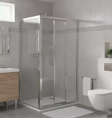 MAMPARA DE DUCHA 3 PUERTAS LATERAL FIJO SIENA 70CM CROMO