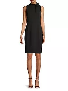 Sleeveless Tie-Neck Sheath Dress