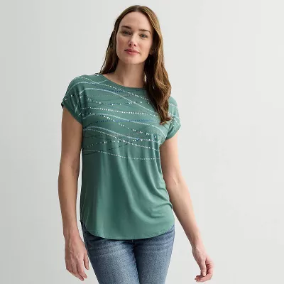 Women's Apt. 9® Short Sleeve Embellished Top