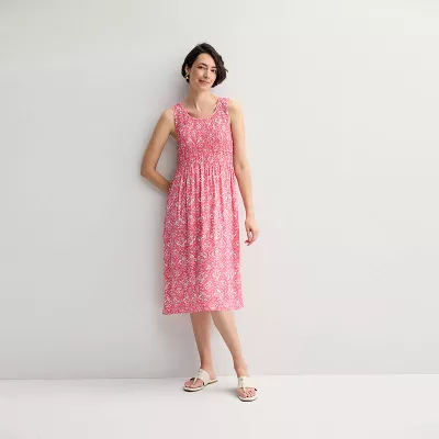 Women's Croft & Barrow® Smocked Midi Dress