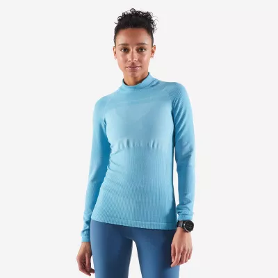 KIPRUN Laufshirt langarm Damen seamless Kiprun Skincare blau