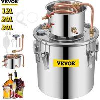 VEVOR 3/5/8 Gal Distiller Alambic Moonshine Alcohol Still Stainless Copper DIY Home Brew Water Wine Essential Oil Brewing Kit