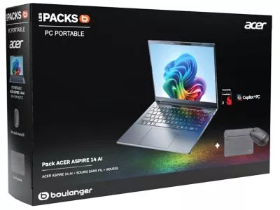 Ordinateur portable ACER Aspire A1411MX21C 14" Snapdragon X 16 Go RAM DDR5 SSD 512 Go sourie et sacoche incluses Copilot+PC
