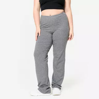 DOMYOS Leggings donna palestra svasati opachi cotone grigi