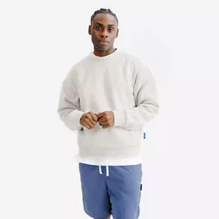 DECATHLON Felpa uomo ELEMENTALS girocollo oversize pesante beige