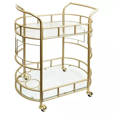 Better Homes & Gardens Fitzgerald Bar Cart with Matte Gold Metal Finish, 2-Tiers