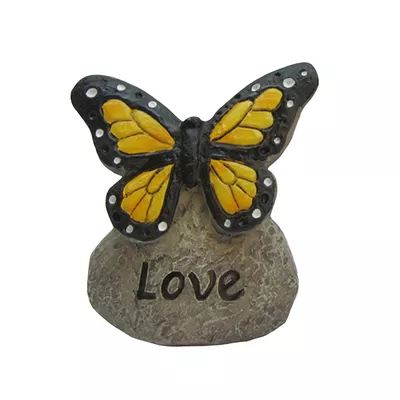 Butterfly On Stone Resin Garden Décor
