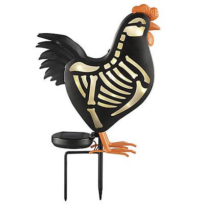 New!  Red Shed 17 in. Skeleton Hen Halloween Solar Stake