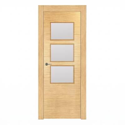 PUERTA INTERIOR EN BLOCK VT5 MELAMINA ROBLE ACRISTALADA 82.5CM IZQUIERDA