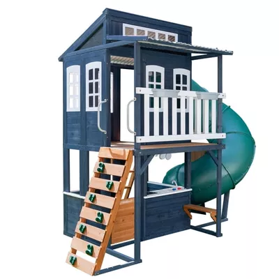KidKraft Cozy Escape Navy Playhouse with Tube Slide