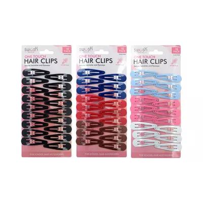 Hair Clips 3 Assorted Colours 45mm 18pk