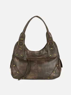 Bolso tote de piel sintética con efecto desgastado