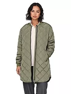 Jessica Diamond-Quilted Longline Bomber Coat