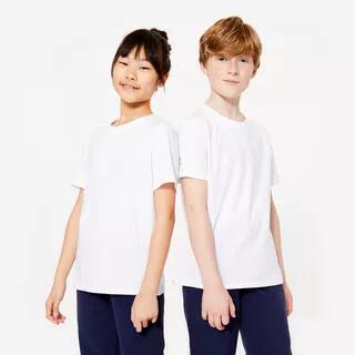 T-shirt bianca bambino ginnastica regular fit cotone da 1 a 5/6 anni