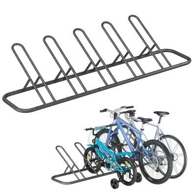 JOZ 5-Bike Floor Parking Rack for Bicycles Wheels/Tires, Indoor/Outdoor Garage Storage, Hammer Finish