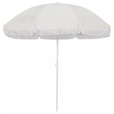 Strandparasol m. frynser, Bibione, natur, Ø200 cm