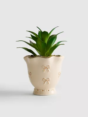 Suculenta artificial en maceta de cerámica