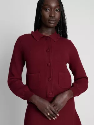 Cárdigan con cuello con volante