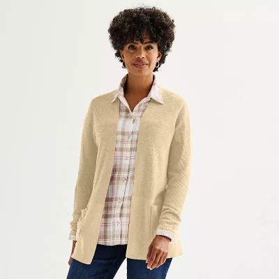 Women's Croft & Barrow® Classic Ribbed Open-Front Cardigan