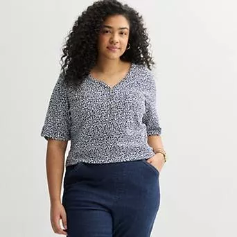 Plus Croft & Barrow® Elbow Sleeve Utility Henley Top