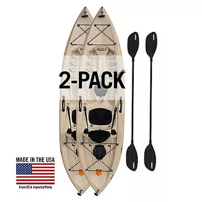New!  Lifetime Tamarack 10 Ft. Sit-on-Top Angler Kayak, (2 Pack), Tan
