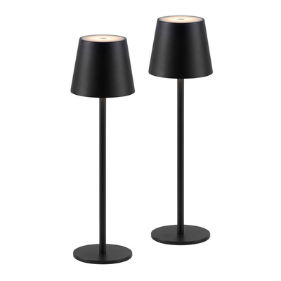 LED-Akku-Tischleuchte Buria, 2er Set, schwarz