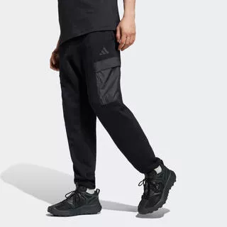 ADIDAS Pantaloni tuta ADIDAS uomo regular fit felpati cargo neri