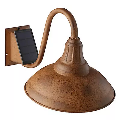 Red Shed Solar Outdoor Metal Lamp, Rust