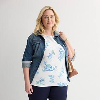 Plus Size Croft & Barrow® Essential Crewneck Top