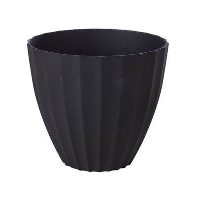 Sand-Look Tapered Plastic Pot Black/White D30cm