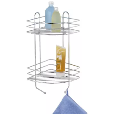 Wenko, Brusehylde til hjørne, m. 2 hylder, krom