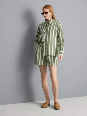 Camisa a rayas de popelina de algodón