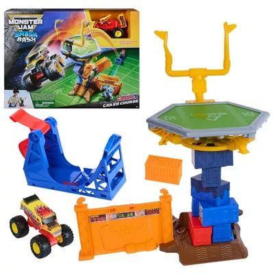 Monster Jam Smash & Bash Crash Course Playset, 16" Tower with 1:64 Monster Truck for Kids Ages 3 and up