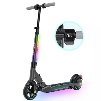 HOVERMAX Electric Scooter for Kids Ages 6-12, 150W Motor Max Speed 9.3 MPH, 5 Miles Range, Colorful LED Lights, Foldable kids electric scooter