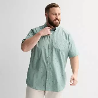 Big & Tall Sonoma Goods For Life® Short Sleeve Perfect Length Button Down Shirt