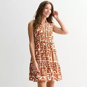 Women's 5th + Madison Edit Sleeveless Ruffle-Neck Babydoll Dress