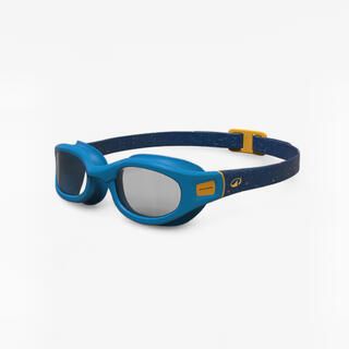 Occhialini piscina viso piccolo SOFT lenti chiare blu-giallo