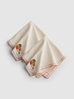 Pack de 2 servilletas de tela con calabazas bordadas