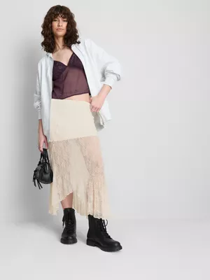 The Primark Scene | Falda midi asimétrica de encaje