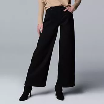 Women's Simply Vera Vera Wang Mid-Rise Wide-Leg Knit Denim Jeans